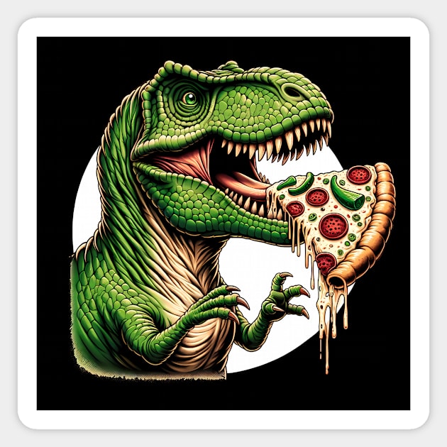 Funny Pizza T rex Dinosaur, Pizza Lover Sticker by logiamerch